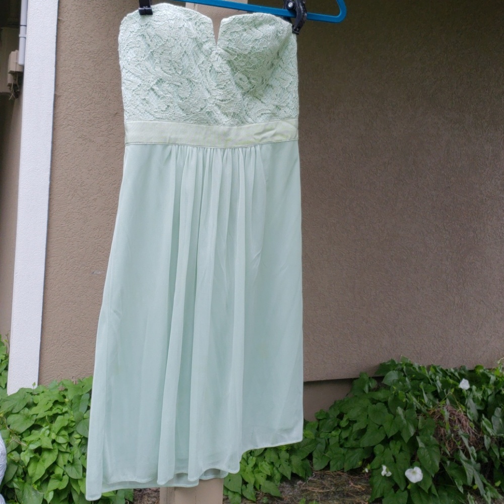 Beautiful blue green strapless dress